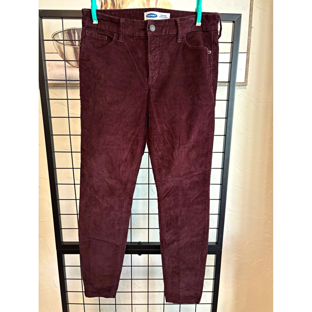 Old Navy Rockstar Corduroy Pants Womens 8 Brown Mid Rise Super Skinny Stretch